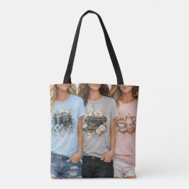 Tote Bolsa de gráfico floral vintage fofo para meninas
