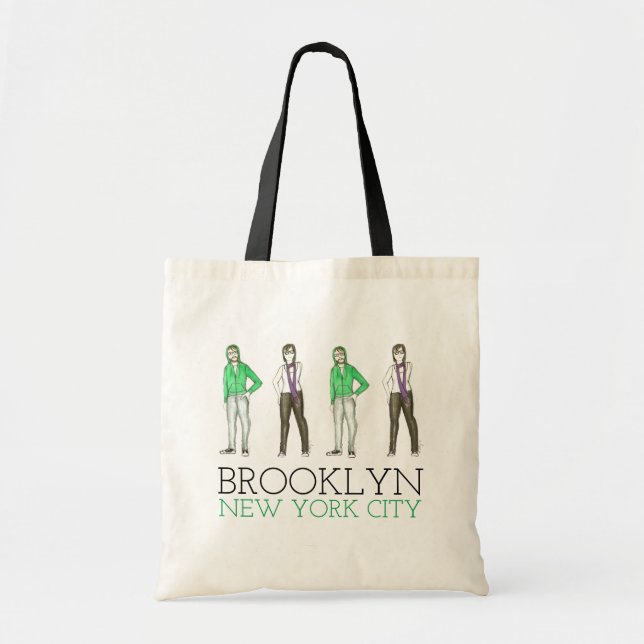 Tote Bolsa de Hipsteres NYC Nova Iorque do Brooklyn (Frente)
