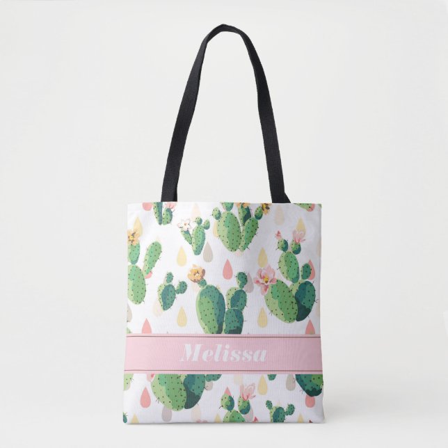 Tote Bolsa de Impressão de Cactus Personalizado (Frente)