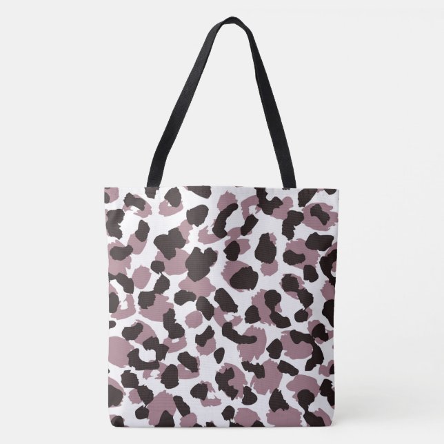 Tote Bolsa de Impressão de Maroon/Black Animal (Frente)