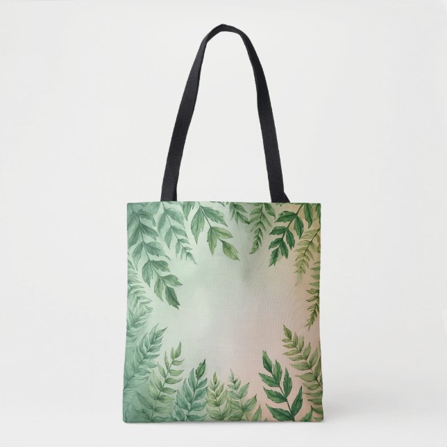 Tote Bolsa de Impressão Fern Inspirado pela Natureza (Frente)