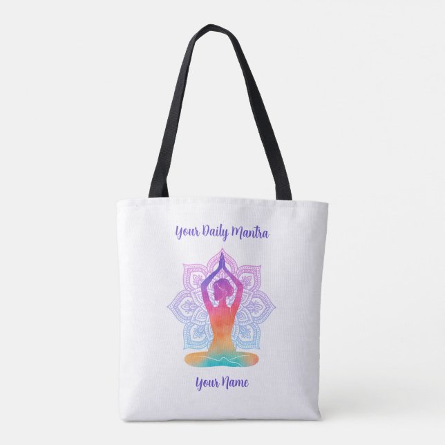Tote Bolsa de Ioga Personalizada com Nome e Mantra (Verso)