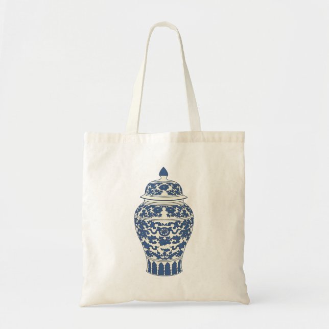 Tote Bolsa de Jar Ginger Azul e Branco (Frente)