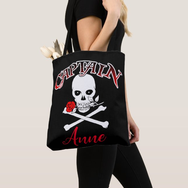 Tote Bolsa de Jolly Roger Personalizado (Rosa) (Close Up)