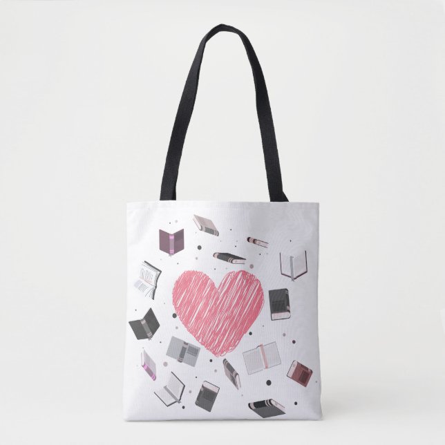 Tote Bolsa de livros de coração (Frente)