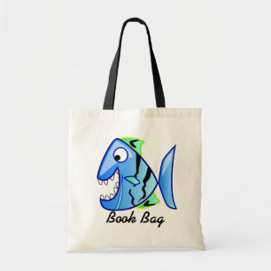 Tote Bolsa de livros Tropical Blue Piranha
