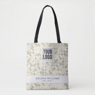 Tote Bolsa de Logo Empresarial Geométrico Amarelo e Cin