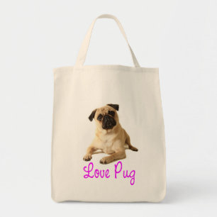 Tote Bolsa de Lona Cachorrinho Pug Amor
