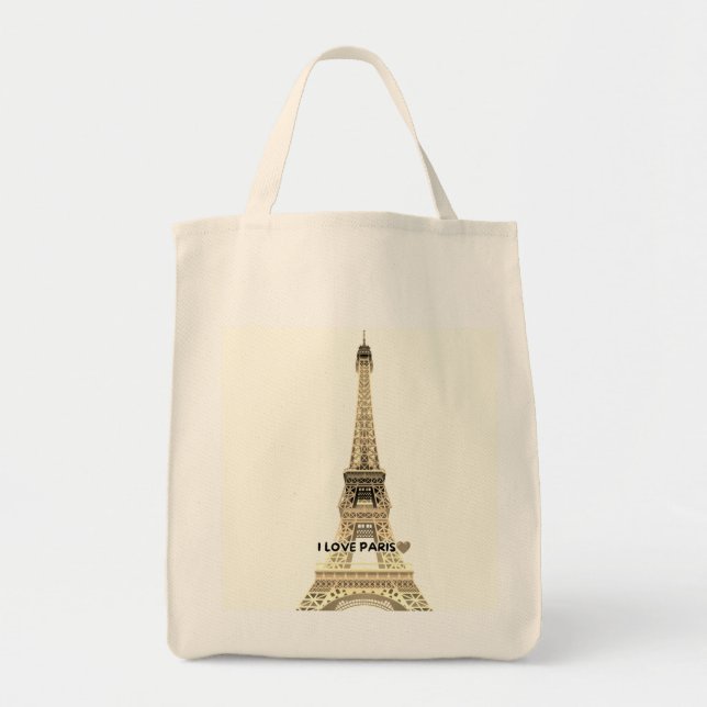 Tote Bolsa de Lona Chic com a Torre Eiffel (Frente)
