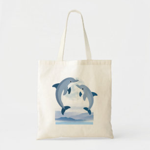 Tote Bolsa de Lona de Golfinho Fofo em Aquarela Tela