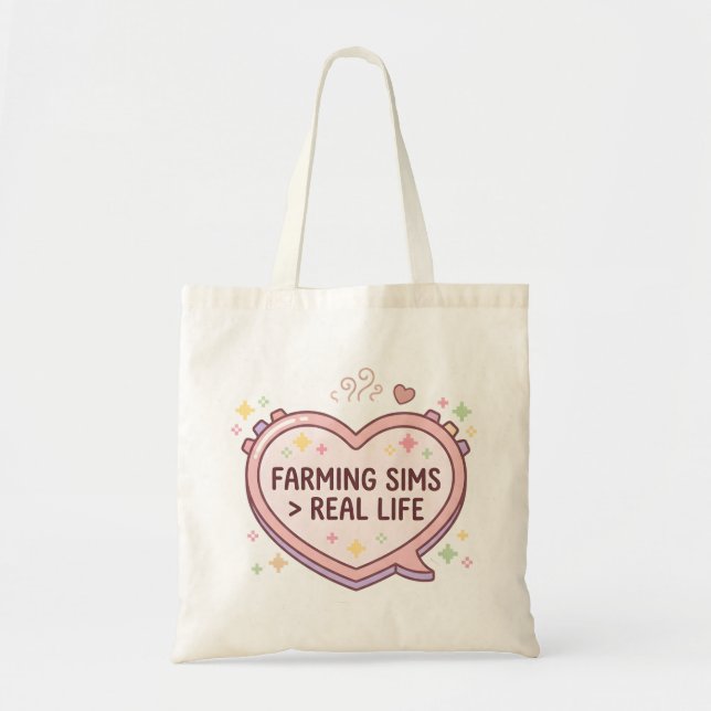 Tote Bolsa de Lona Farming Sims Maior que a Vida Real (Frente)