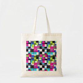 Tote Bolsa de Lona Geométrica Neon Glitch