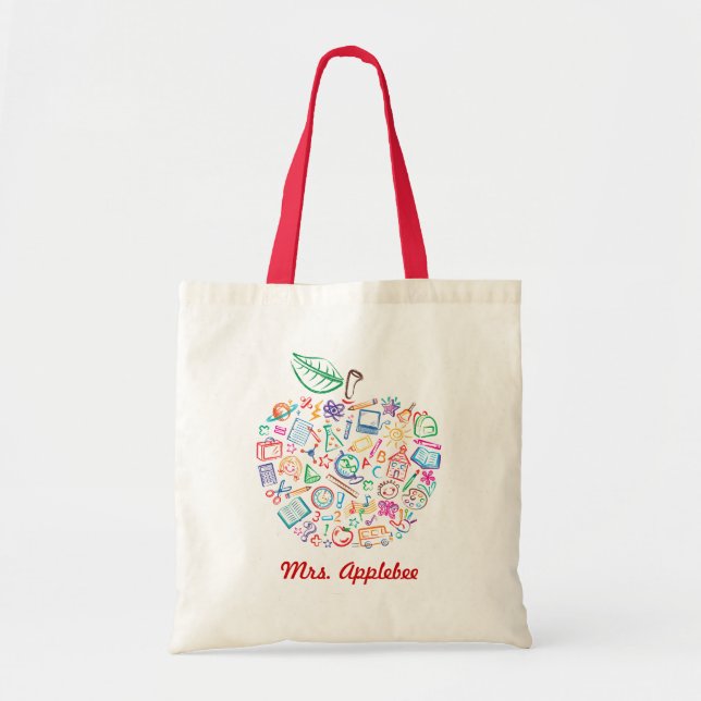 Tote Bolsa de Maçã para Professores (Frente)