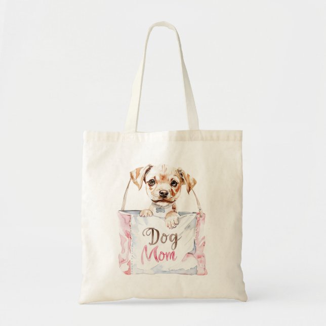 Tote Bolsa de Mãe de Cachorro Rosa Bege (Frente)
