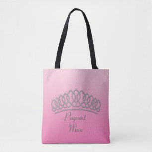 Tote Bolsa de Mãe de Concorrente de Tiaras Rosa e Prata