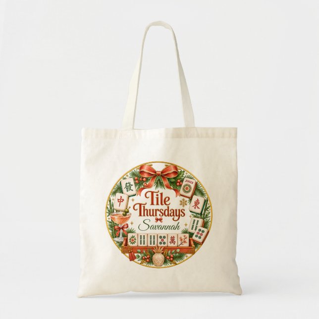 Tote Bolsa de Mahjong Presente para Jogadores de Mahjon (Frente)