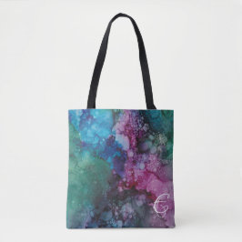 Tote Bolsa de mão, "Colorburst Inkblots/rosas azuis ver