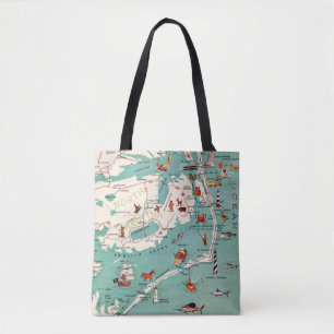 Tote Bolsa de Mapa Externo Ilustrado Coloritamente