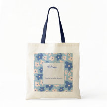 Bolsa de Mercado Floral Azul Personalizada