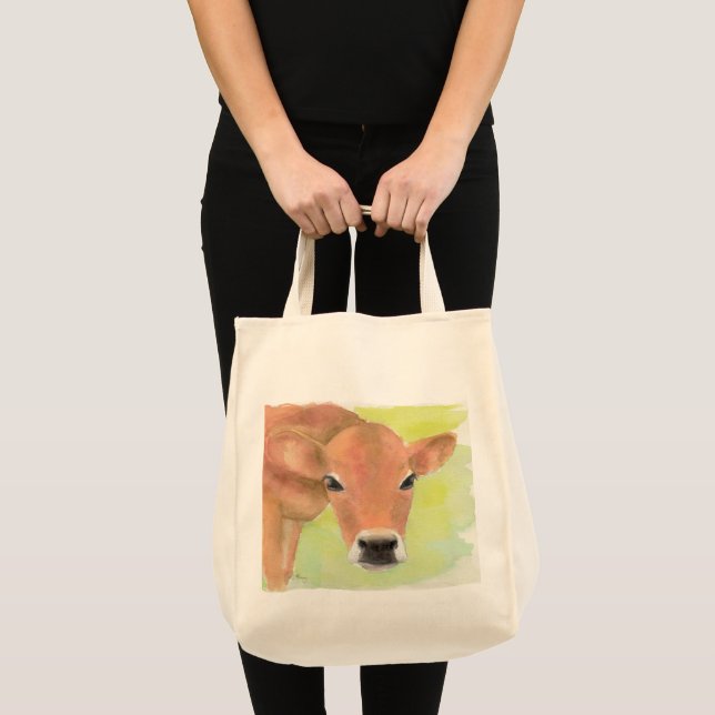 Tote Bolsa de mercearia de Vaca de Aquarela (Frente (produto))