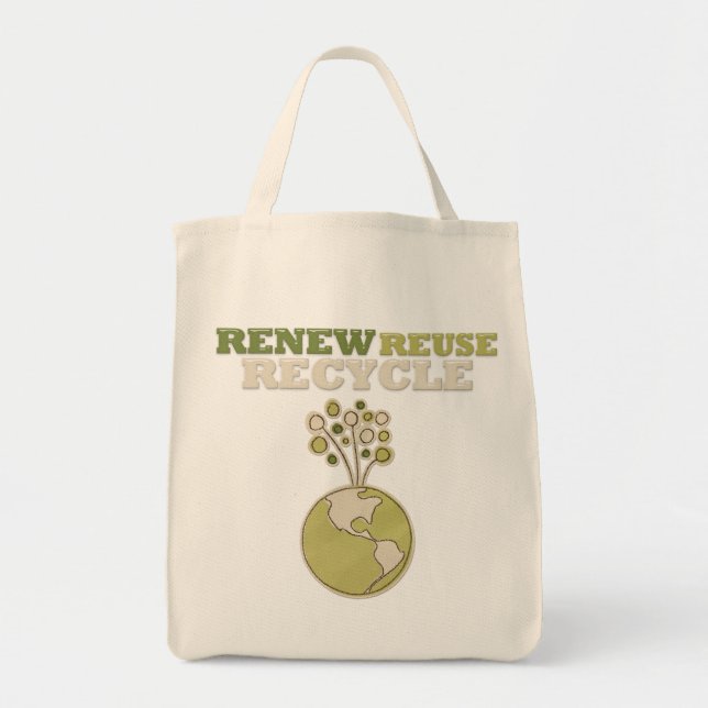 Tote Bolsa de mercearia orgânica verde (Frente)
