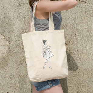 Tote Bolsa de moda de desenho feminina de vintage