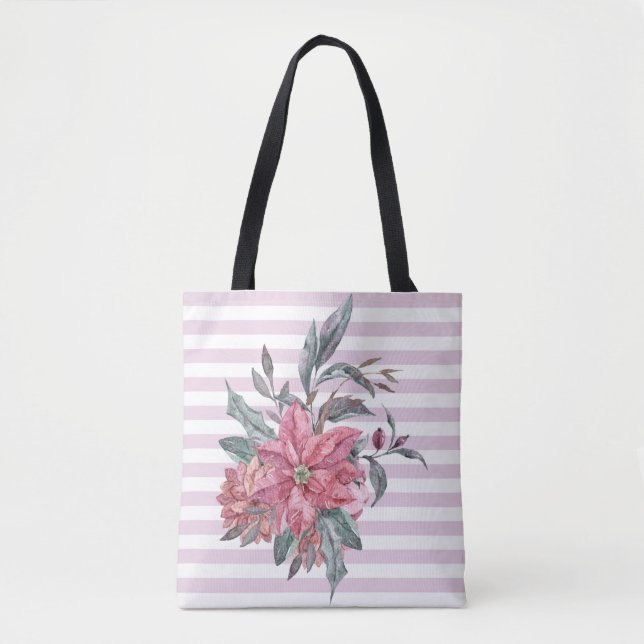 Tote Bolsa de Moda Floral com Faixa Rosa (Frente)