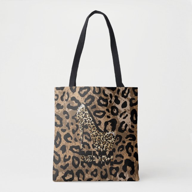 Tote Bolsa de Moda MOM de Impressão Leopardo (Frente)