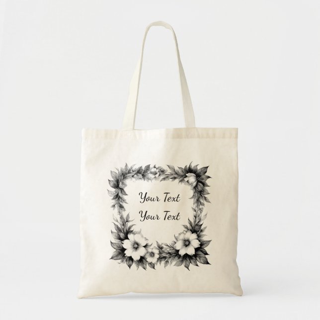Tote Bolsa de moldura floral exuberante personalizada (Frente)