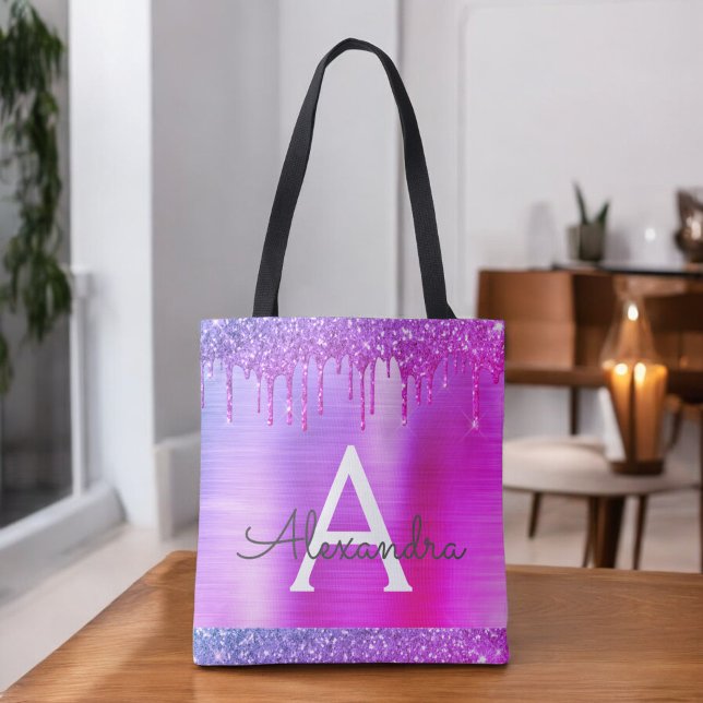 Tote Bolsa de Monograma Elegante Elegante cor-de-rosa c (Criador carregado)