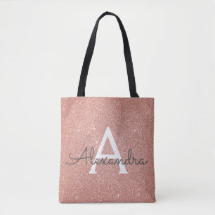 Tote Bolsa de Monograma Elegante Rosa Dourada