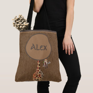 Tote Bolsa de Monograma Engraçado, Giraffe