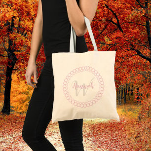 Tote Bolsa de Monograma Personalizado em Círculo Decor