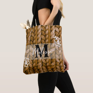 Tote Bolsa de Monograma Personalizado   Ideia de presen