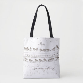 Tote Bolsa de Música com Pássaros - Personalizada