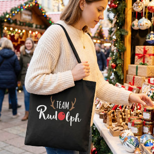 Tote Bolsa de Natal com Tema da Equipe Rudolph
