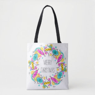 Tote Bolsa de Natal de Árvore Retro Baubles