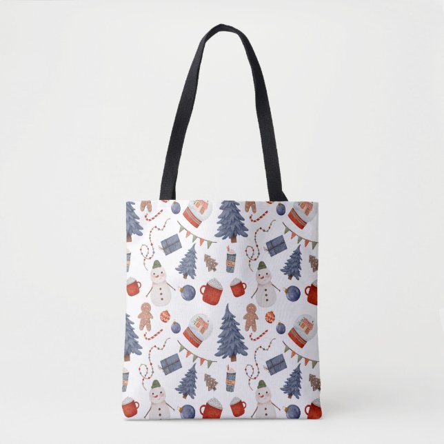 Tote Bolsa de Natal feliz e feriado (Frente)