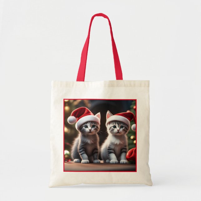 Tote Bolsa de Natal gatinho (Frente)