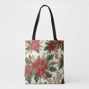 Tote Bolsa de Natal Holly & Red Berries
