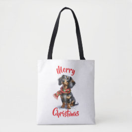 Tote Bolsa de Natal Merry Dachshund