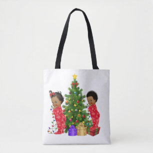 Tote Bolsa de Natal para Crianças Americanas Africanas