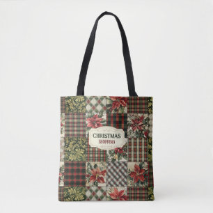 Tote Bolsa de Natal Patchwork Vintage