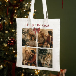 Tote Bolsa de Natal Personalizada com Fotos da Família