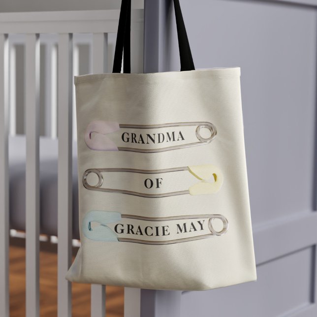Tote Bolsa de Nome de Bebê Personalizada para Avó de Ne (Just add the name of your grandchild)