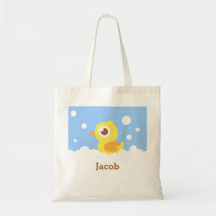 Tote Bolsa de Nome Infantil Bolhas de Pato de Borracha 