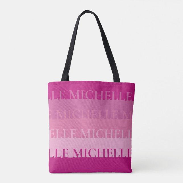 Tote Bolsa de nomes personalizados distribuídos a rosa (Verso)