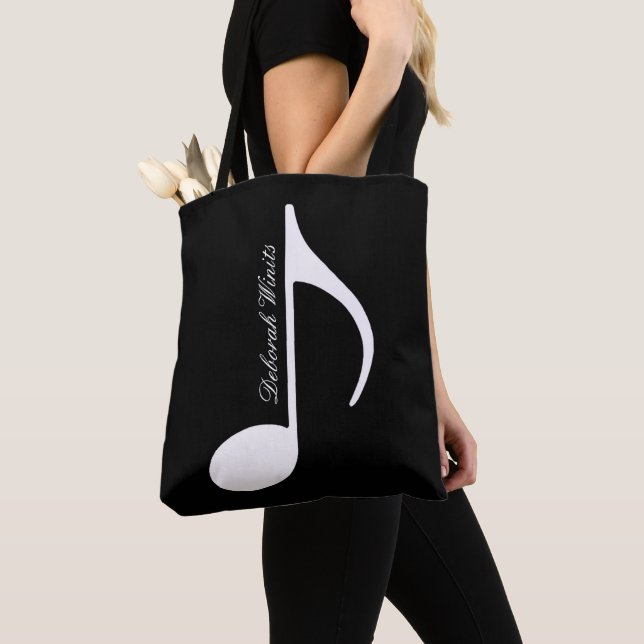 Tote Bolsa de nota musical personalizada com nome (Close Up)