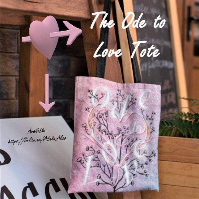 Tote Bolsa de Ode to Love projetado pela poeta Adiela A (Criador carregado)