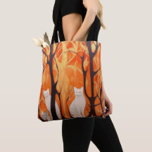 Bolsa de óleo de pintura de gato - laranja, branco
